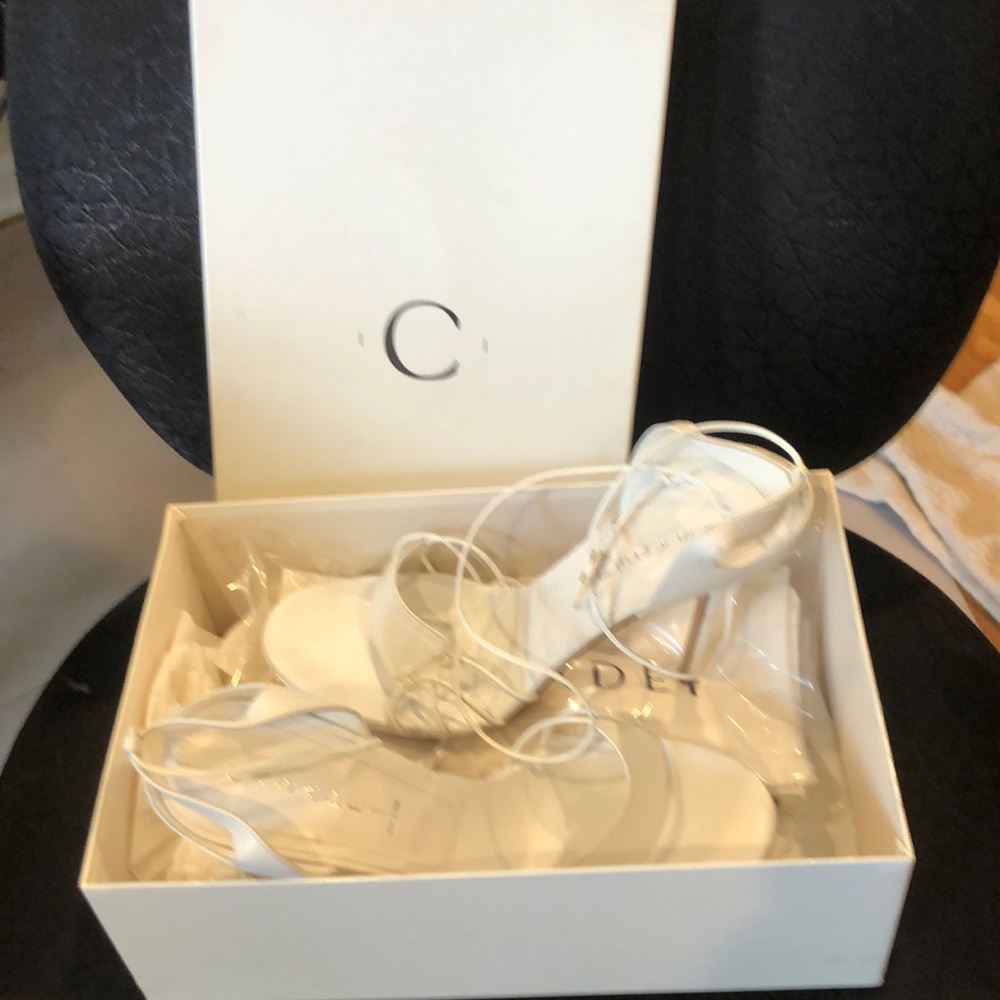Size 10 Casadei lace up white heels
